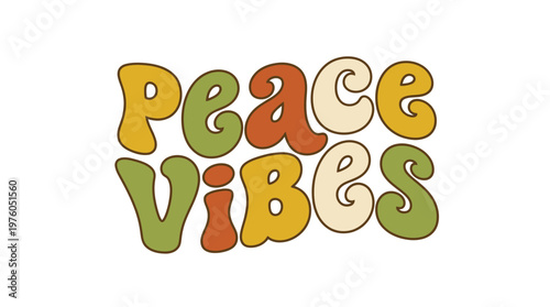 Colorful Peace Vibes Text Logo.