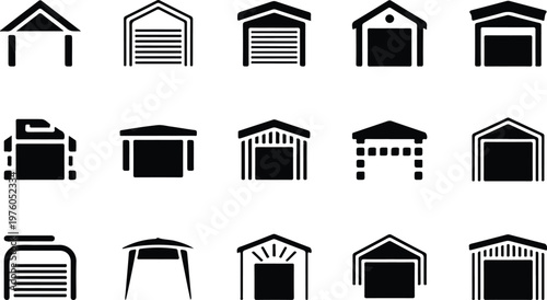 Garage Silhouette Icon Car Parking Outline Building Design