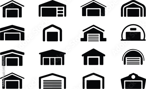 Garage Silhouette Icon Car Parking Outline Building Design