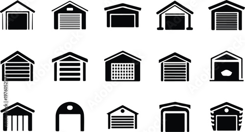 Garage Silhouette Icon Car Parking Outline Building Design