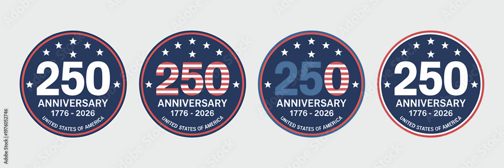 Obraz premium Usa 250th anniversary badges set american patriotic symbols