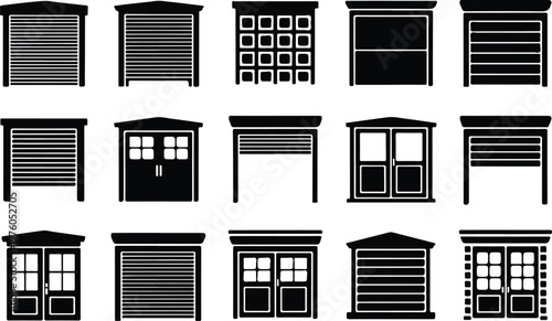 Garage Silhouette Icon Car Parking Outline Building Design