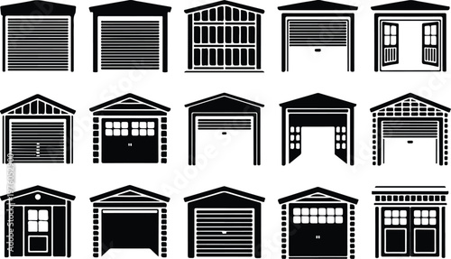 Garage Silhouette Icon Car Parking Outline Building Design