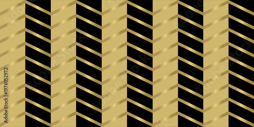The composition of zig zag lines with gradient gold brown colors, black and gold background gives an elegant and luxurious impression