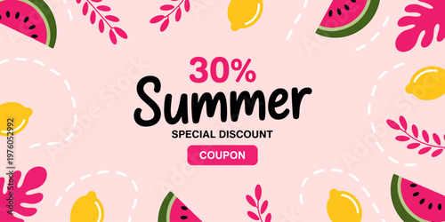 Summer Special Discount Coupon Graphic Design
