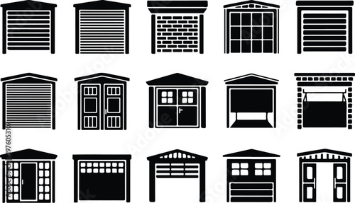 Garage Silhouette Icon Car Parking Outline Building Design