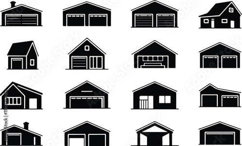 Garage Silhouette Icon Car Parking Outline Building Design