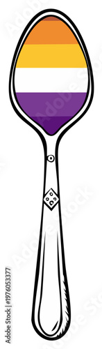 Spoon with Nonbinary Pride Flag, LGBTQA+ Symbol, Conceptual Artwork