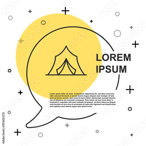 Black line Circus tent icon isolated on white background. Carnival camping tent. Amusement park. Random dynamic shapes. Vector