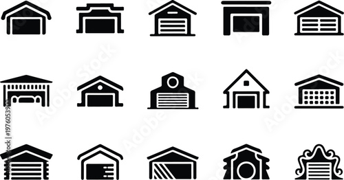 Garage Silhouette Icon Car Parking Outline Building Design