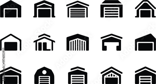 Garage Silhouette Icon Car Parking Outline Building Design