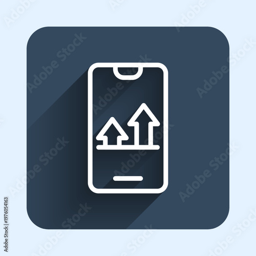 White line Online sports betting icon isolated with long shadow background. Sport bet bookmaker. Betting online make money. Blue square button. Vector