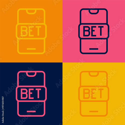 Pop art line Online sports betting icon isolated on color background. Sport bet bookmaker. Betting online make money. Vector