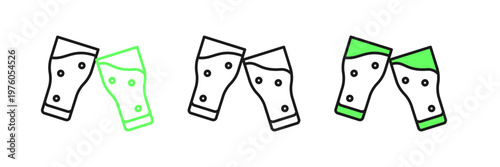 Set line Glass of beer icon isolated on white background. Vector