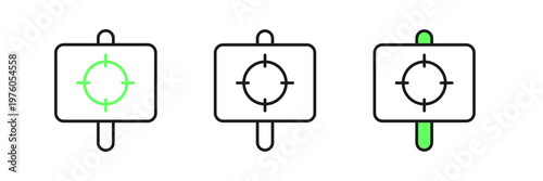 Set line Target sport icon isolated on white background. Clean target with numbers for shooting range or shooting. Vector