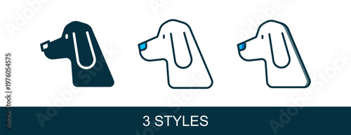 Filled outline Hunting dog icon isolated on white background. Vector