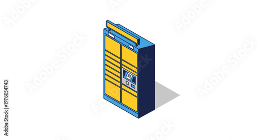 Isometric view of a modern automated parcel locker for convenient package delivery and pickup.