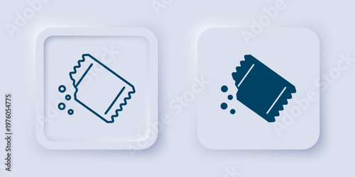 Filled and outline Packet of pepper icon isolated on grey background. Square button. Vector