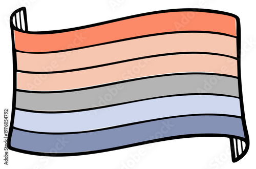 Genderfluid pride flag illustrated with gradient color bands and black outline, symbol of identity, inclusivity.