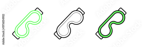 Set line Eye sleep mask icon isolated on white background. Sleeping mask. Vector