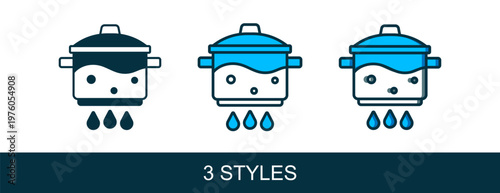 Filled outline Cooking pot on fire icon isolated on white background. Boil or stew food symbol. Vector