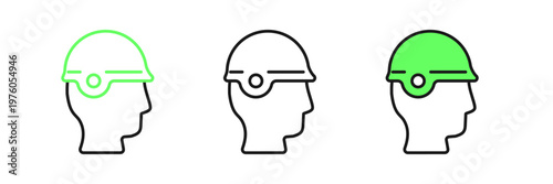 Set line Baseball helmet icon isolated on white background. Vector