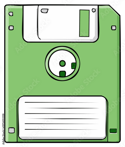 Green Retro Floppy Disk Illustration