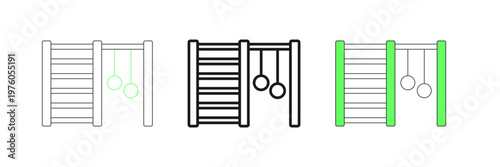 Set line Wooden Swedish wall icon isolated on white background. Swedish stairs. Vector