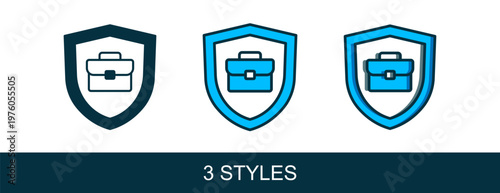 Filled outline Briefcase with shield icon isolated on white background. Insurance concept. Security, safety, protection, protect concept. Vector