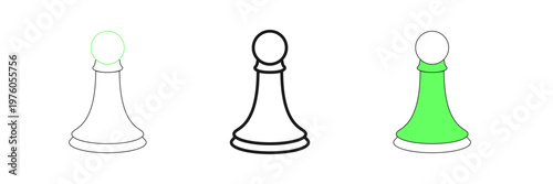 Set line Chess pawn icon isolated on white background. Vector