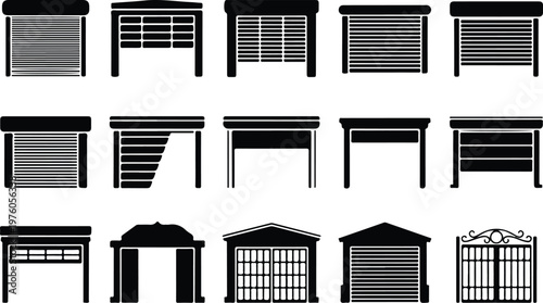 Garage Silhouette Icon Car Parking Outline Building Design