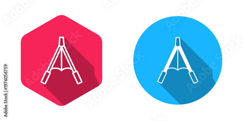 Filled and outline Air blower bellows icon isolated with long shadow background. Vector