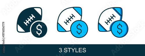 Filled outline American football betting money icon isolated on white background. Football bet bookmaker. Soccer betting online make money. Vector