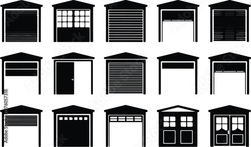 Garage Silhouette Icon Car Parking Outline Building Design