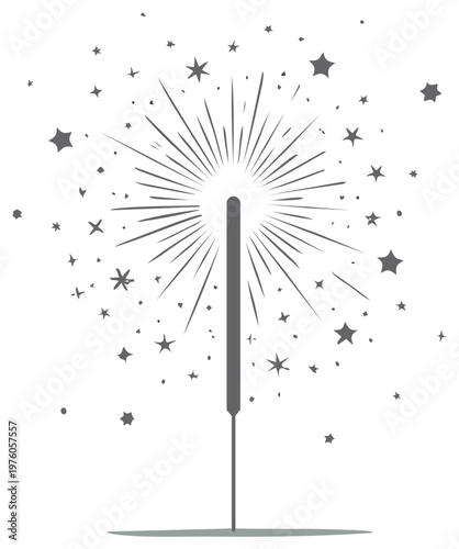 Sparkler Celebration Illustration - Glowing, Festive Design with Stars and Radiating Lines for Celebratory Occasions