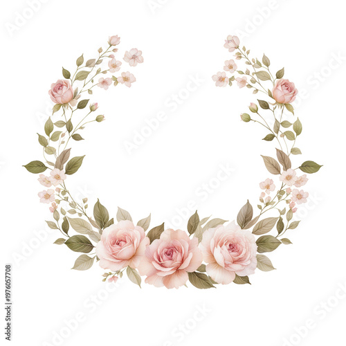 Dusty Rose Watercolor Floral Frames Borders Wreaths Clipart, Blush Pink Wedding Invitation Graphics,