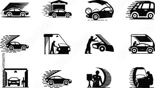 Garage Silhouette Icon Car Parking Outline Building Design