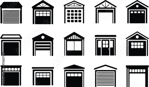 Garage Silhouette Icon Car Parking Outline Building Design