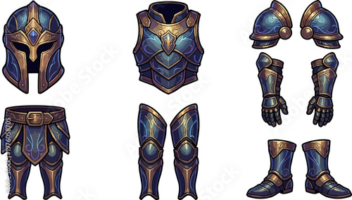Medieval fantasy armor set for warriors.