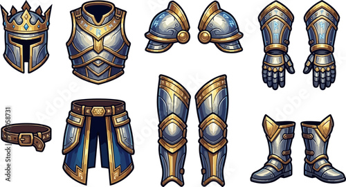Medieval knight armor set illustration.