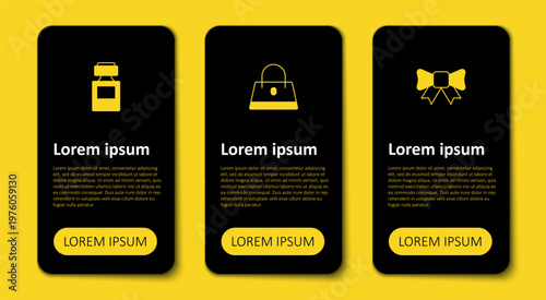 Set Gift bow, Handbag and Perfume. Business infographic template. Vector