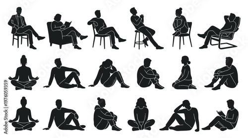 People sitting in various positions.