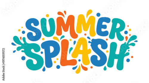 Colorful Summer Splash Text Graphic Design.