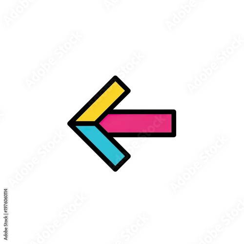 A colorful arrow pointing to the left