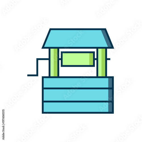 Filled outline Well icon isolated on white background. Flat filled outline style with shadow. Vector