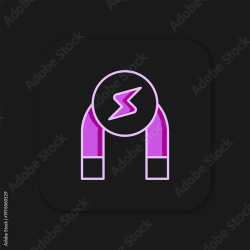 Filled outline Magnet icon isolated on black background. Horseshoe magnet, magnetism, magnetize, attraction. Flat filled outline style with shadow. Vector