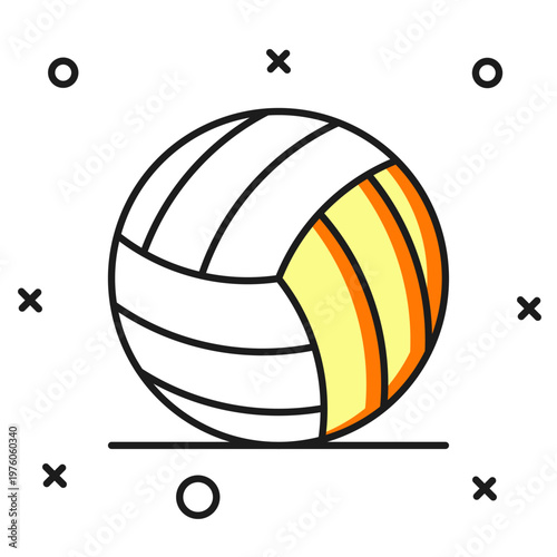 Filled outline Volleyball ball icon isolated on white background. Sport equipment. Flat filled outline style with shadow. Vector