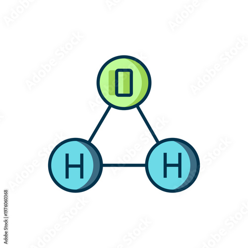 Filled outline Chemical formula for water drops H2O shaped icon isolated on white background. Flat filled outline style with shadow. Vector