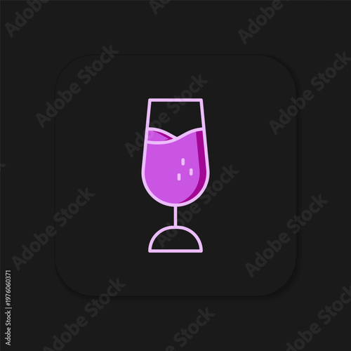 Filled outline Wine glass icon isolated on black background. Wineglass sign. Flat filled outline style with shadow. Vector