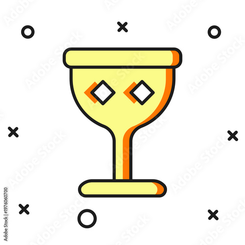 Filled outline Medieval goblet icon isolated on white background. Holy grail. Flat filled outline style with shadow. Vector